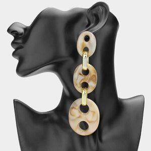 Elegant Gold and Cream Statement Earrings